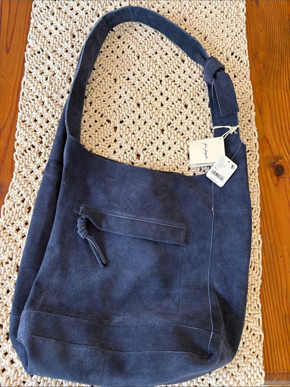 Navy Suede Free People large hobo bag